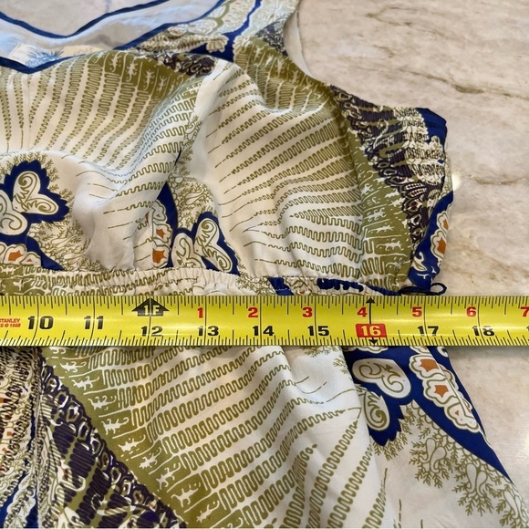 Anthropologie Edme & Esyllte Silk Kerchief Mini Dress – Blue/Green Geo – Large - Picture 11 of 14